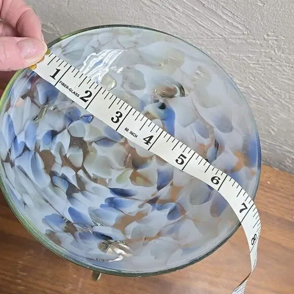 MAKORA KROSNO OCTOPUS JELLYFISH COBALT GLASS COMPOTE PEDESTAL BOWL, VINTAGE